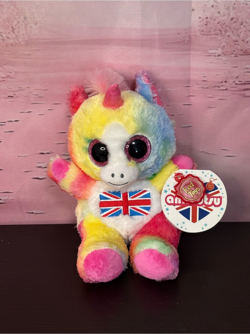 Union Jack Unicorn Keel Toys Rainbow plush. NWT